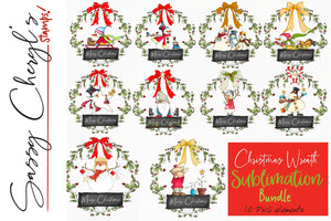 Christmas Wreath Sublimation Bundle Vol.1 Colored Illustrations