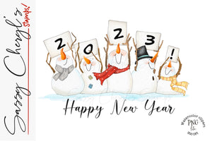 Happy New Year 2023 Snowmen