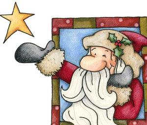 Santa Claus winking and looking up at the stars illustration