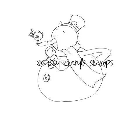 Chubby snowman and little bird gossiping illustration